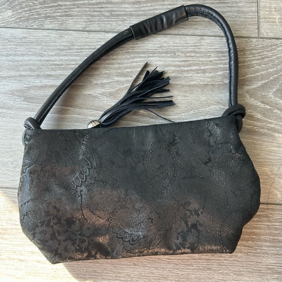Vintage Miss Sak Metallic  Paisley Pattern Leather Purse Made in Canada - Picture 4 of 13